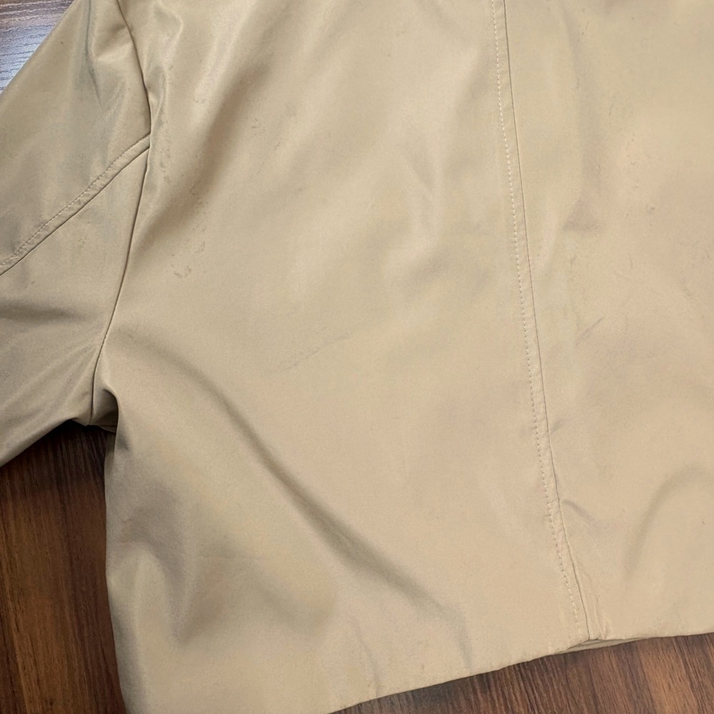 RSQ Cropped Trench Jacket Womens Medium Tan Double Breasted Belted Chic Utility - Picture 10 of 11